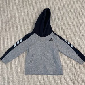 Adidas grey and black hooded kids sweatshirt